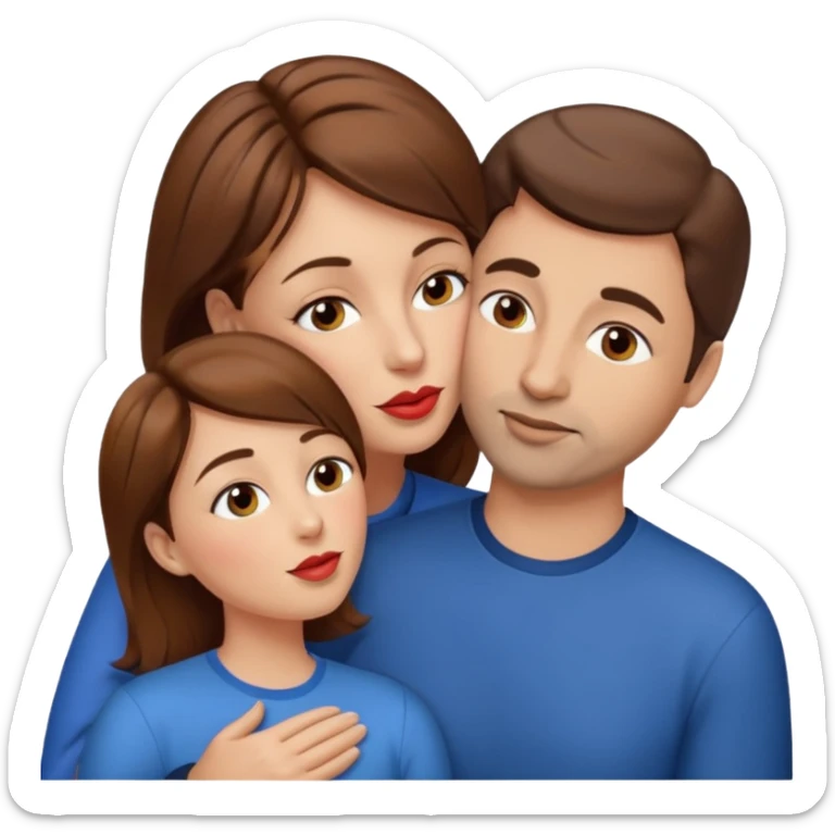 40 year old women with brown hair kissing mutiple guys sticker