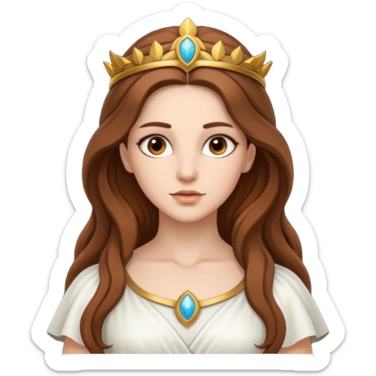 Libertas, Freedom Goddess from Rome Mythology with long brown hair, white outfit sticker