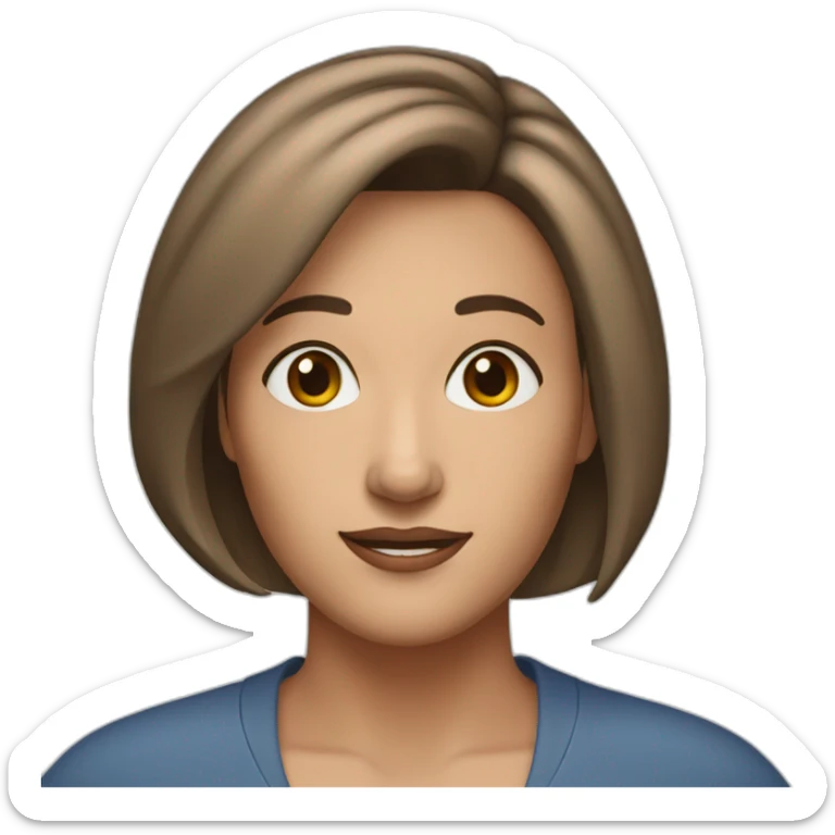 A 50-yo woman with a brownish Bob haircut with parting in the middleand blue eyes sticker