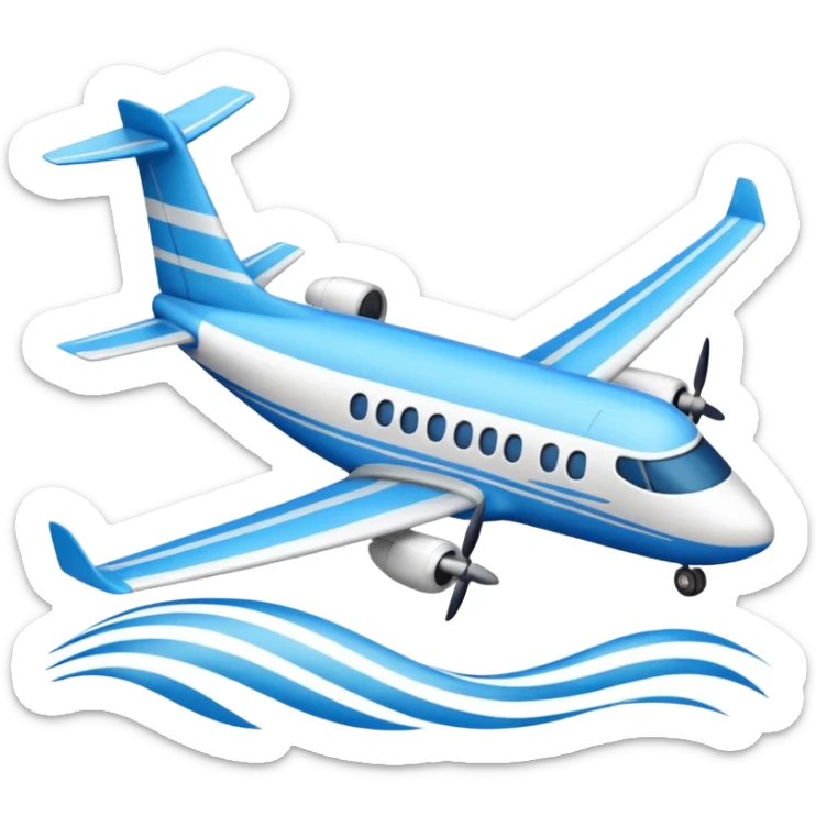 travel-themed emoji for AsiaLuxe Travel with blue wavy lines and a small airplane sticker