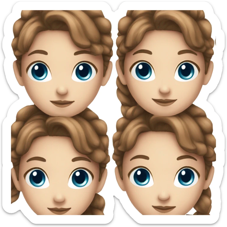 girl brown hair blue eyes smiling sticker