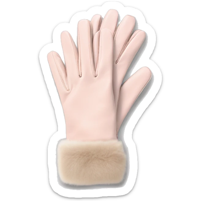 Pale blush pink gloves with beige fur cuff sticker