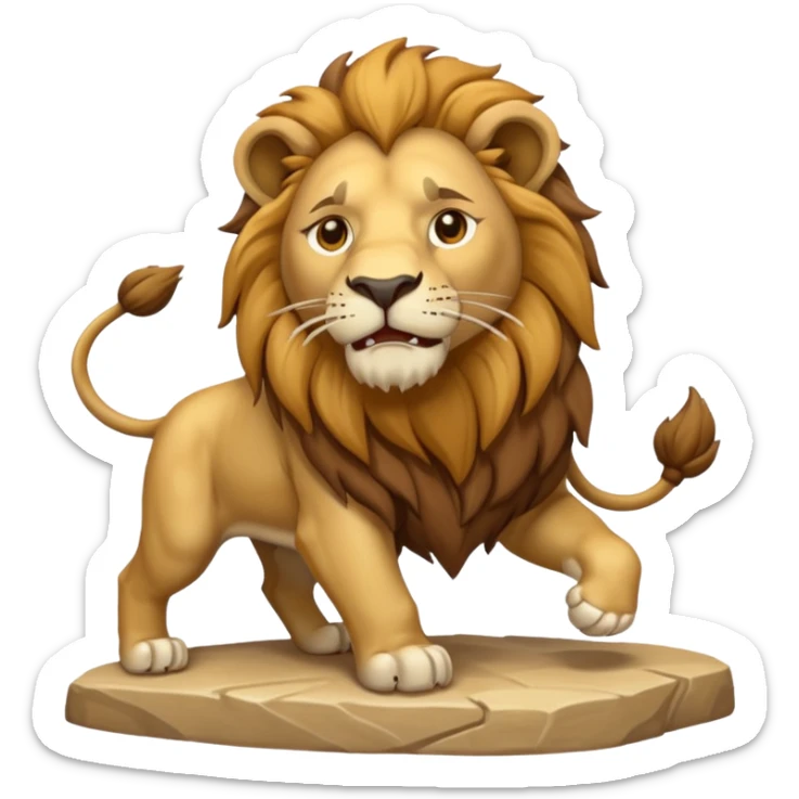 An emoji of a majestic lion from ancient Assyrian art, shown in a hunting scene. sticker