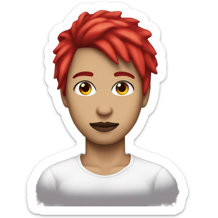 persona de pelo rojo con pecas morena maquillaje emo y polera blanca  sticker