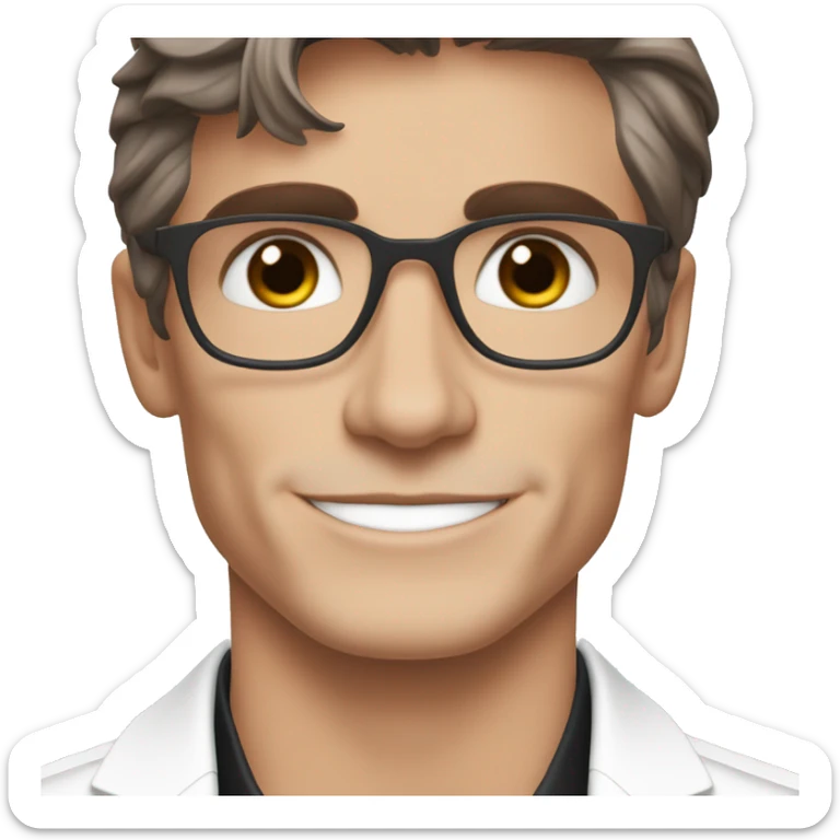 One simple, cute, emoji of Antoni Porowski from Queer Eye in a white suit and white tie. Dark brown hair smiling  sticker