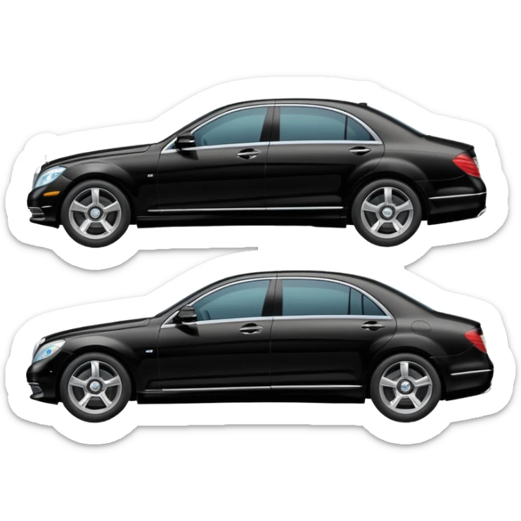 Crée-moi une voiture noire, berline, très classe La voiture  en long 2025classe S que d’un côté sticker