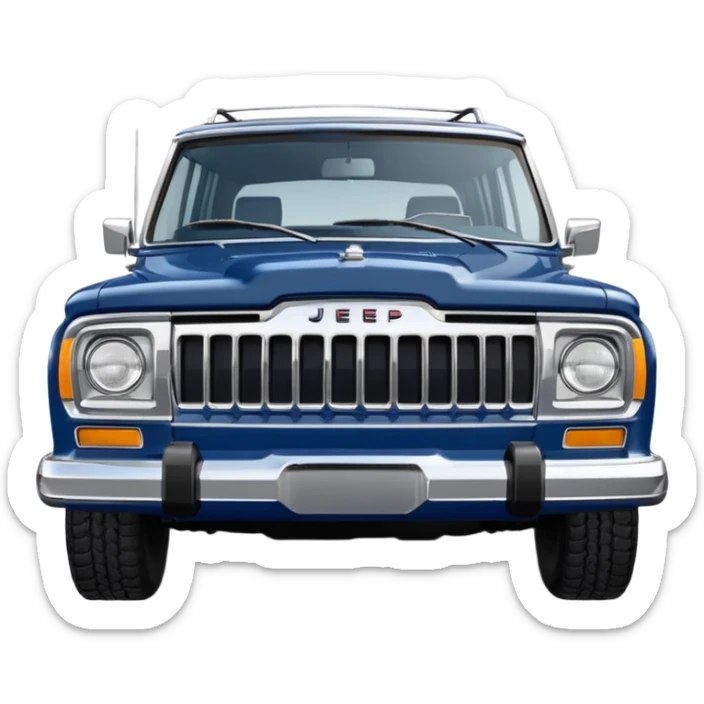vintage navy blue jeep wagoneer suv (the hood turned to the right) sticker