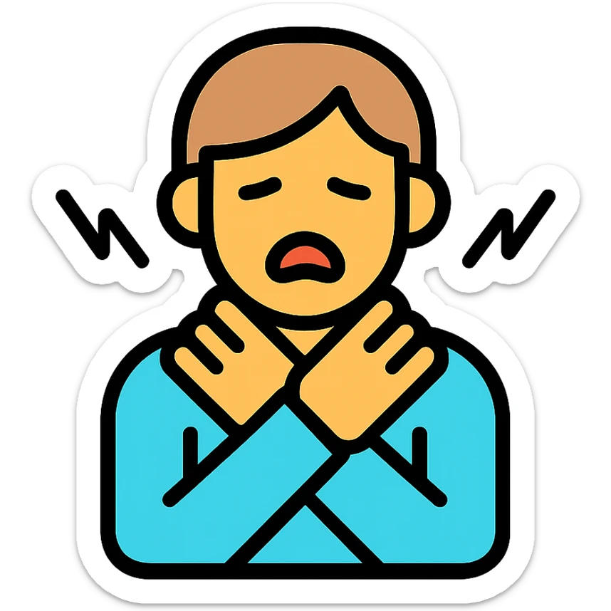 person with their hands around their neck, style 4 sticker