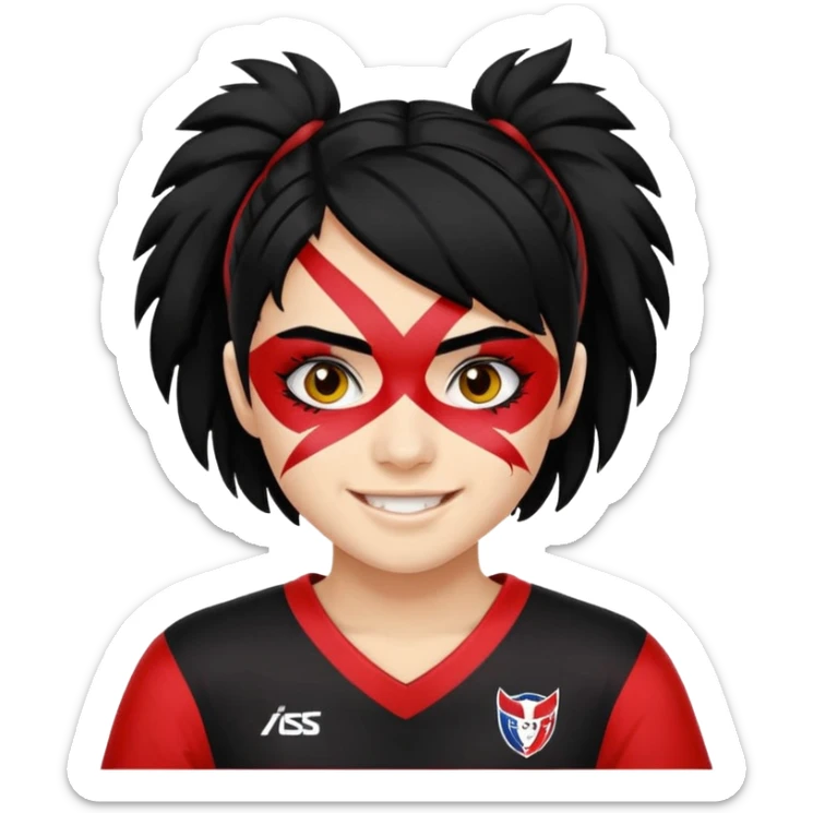 A black hair teen supporter with bold full-face paint, smiling with fierce team spirit. blonde hair sticker