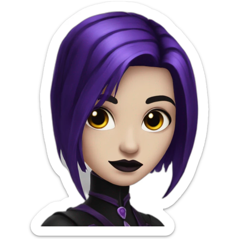 raven-queen-gothic-girl-long-dark-black-and-purple-hair sticker