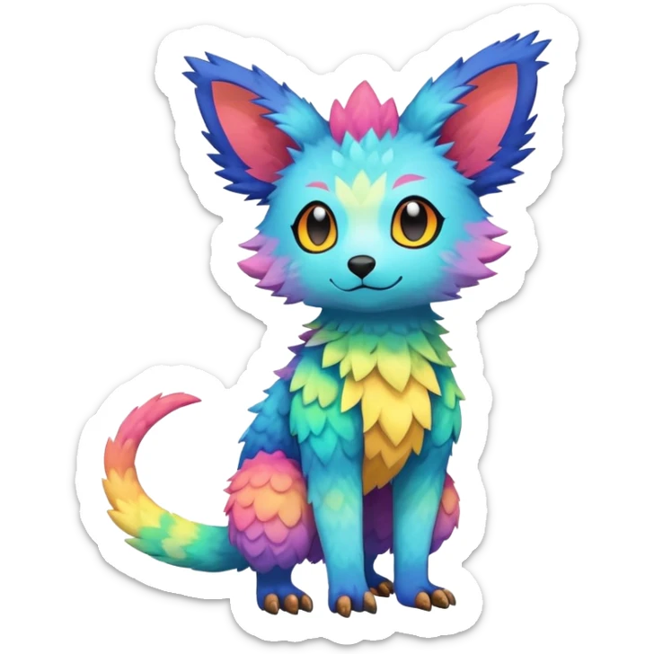  Colorful Kawaii Trico FurSona Fakemon Full Body sticker