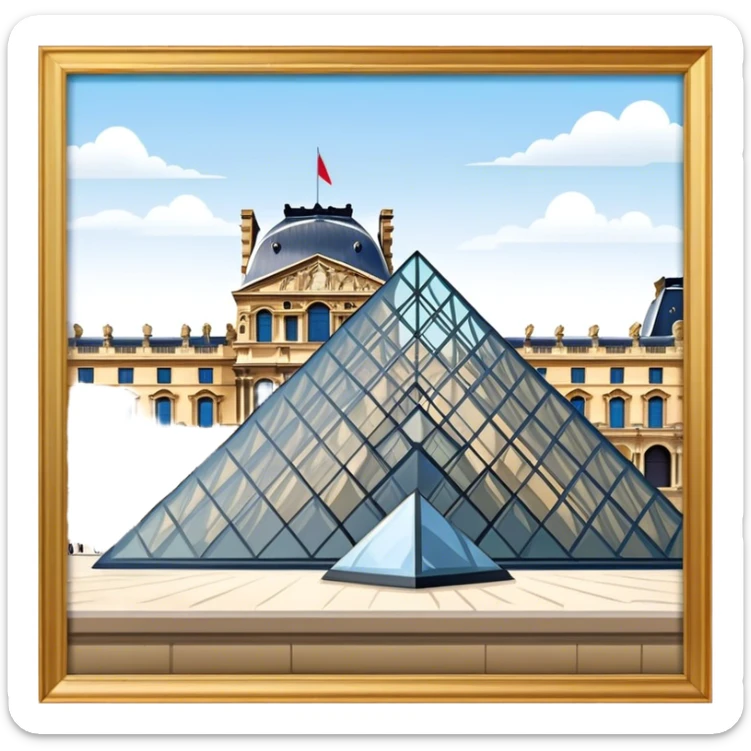 Louvre Museum Landmark Emoji – Showing the glass pyramid entrance with the historic palace in the background. sticker
