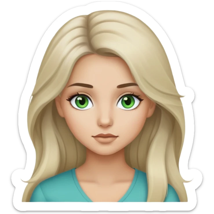 ragazza capelli lunghi biondo cenere, occhi grigi/verdi/azzurri, latina makeup sticker