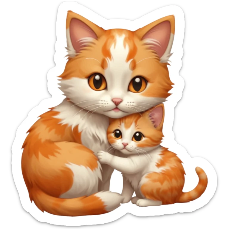Kitten kissing mommy on the eye with affection and lots of cuteness sticker
