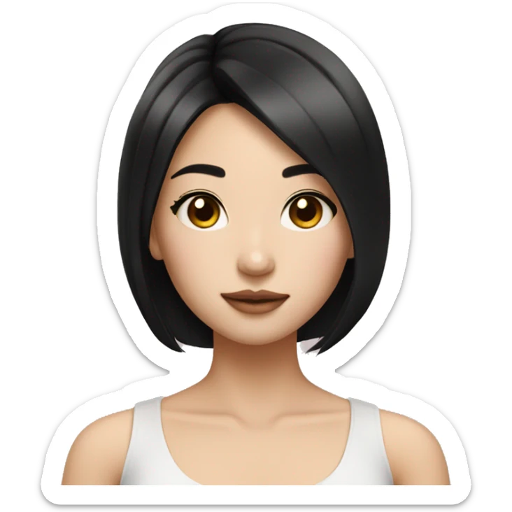 Asian girl with black straight hair some makeup clean girl sticker