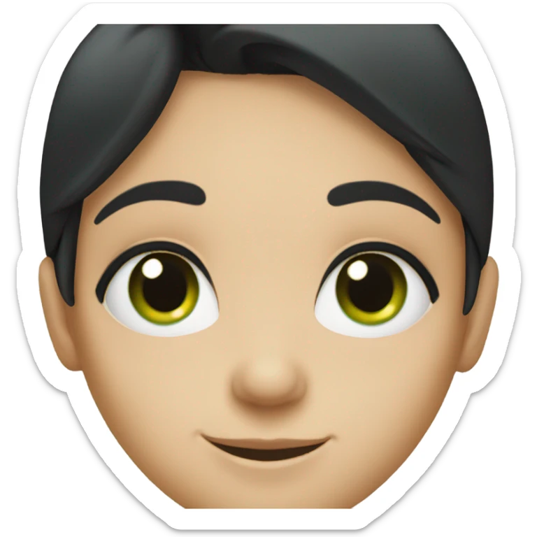 smiling girl with black hair and green eyes sticker