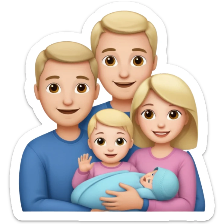 Mom and dad and baby girl young couple sticker