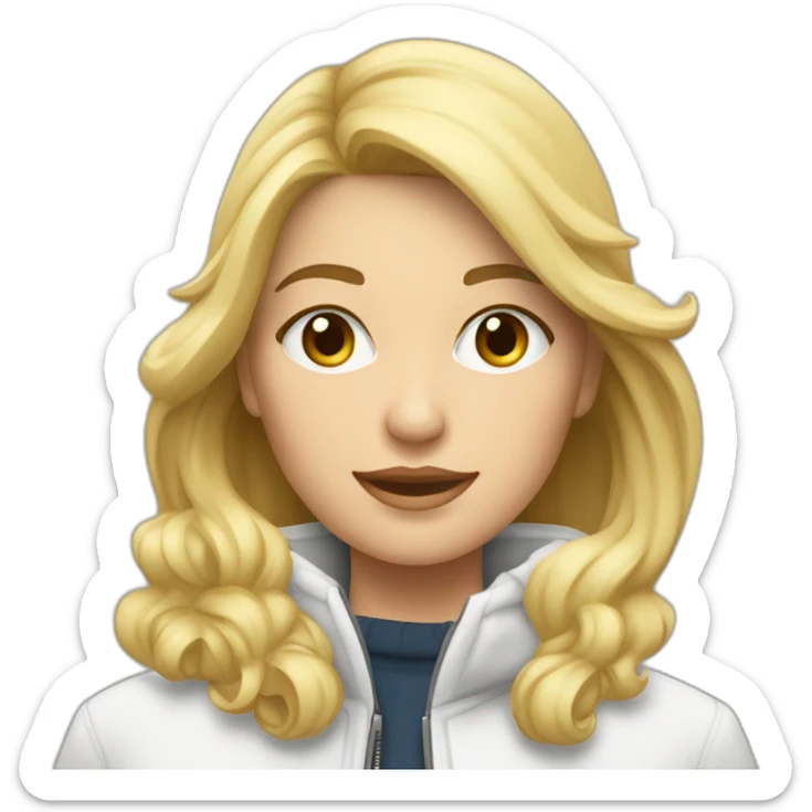 Jeune femme blonde en manteau blanc dans ascenseur sticker