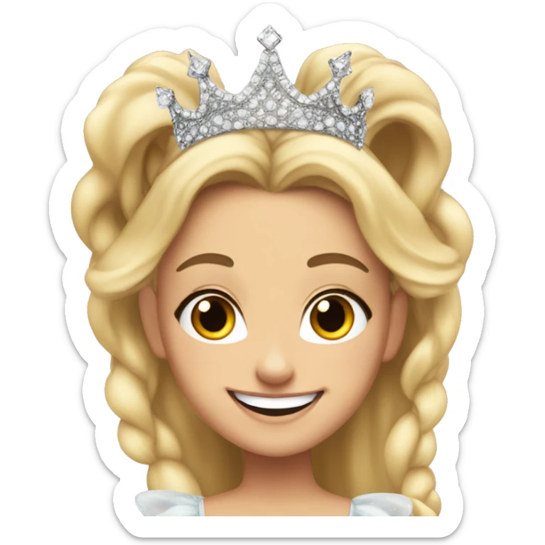 smiling blonde girl portrait with crown on, ariana grande, glinda sticker