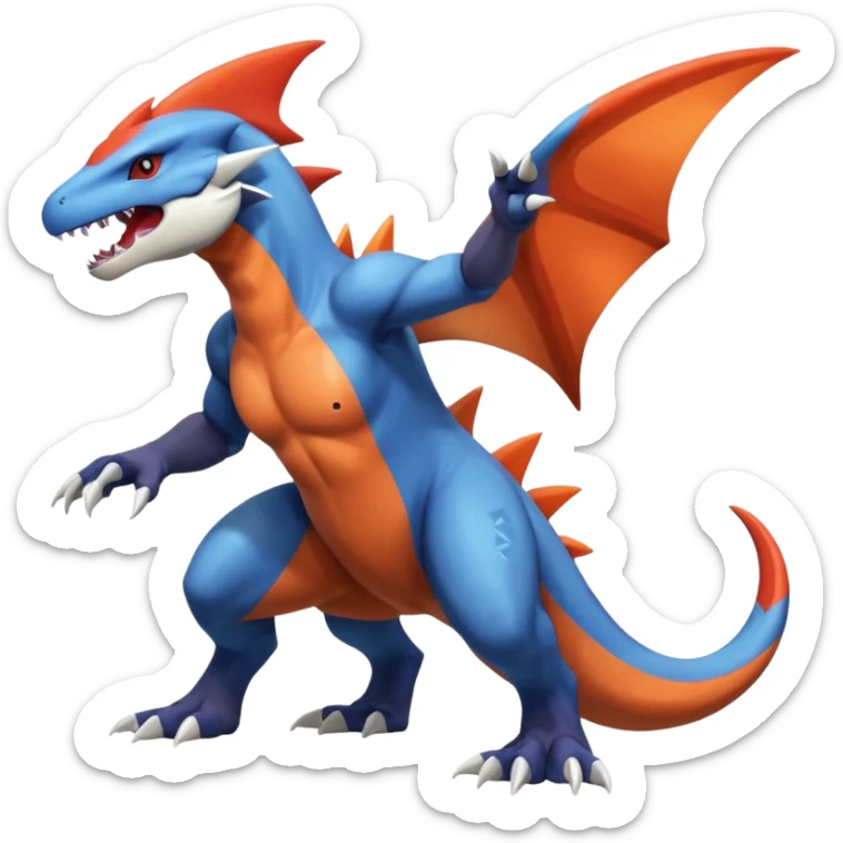 Shiny Koraidon-Latios-Marowak-Salandit-Fakémon-hybrid-creature (full body)  sticker