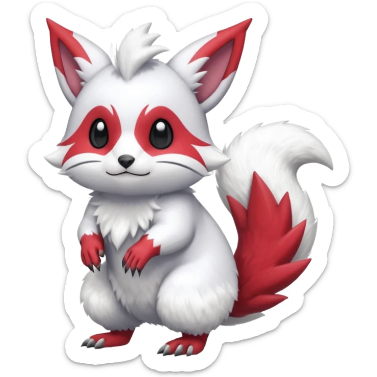  flurry fuzzy Absol-Furret-Zangoose-Chinchilla-fusion-animal-Fakémon-hybrid-creature  sticker