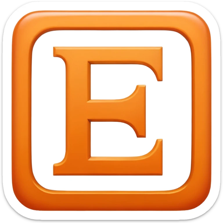 make me an emoji of the letter E  orange square witha white E in the center with a times new roman looking font sticker