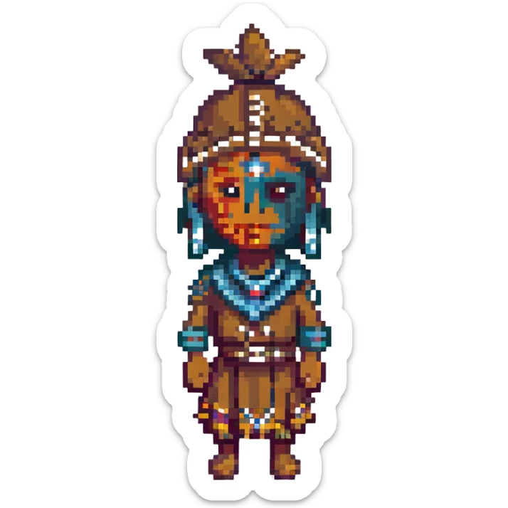 tribal colonist from RimWorld, pixel art style, with face paint sticker