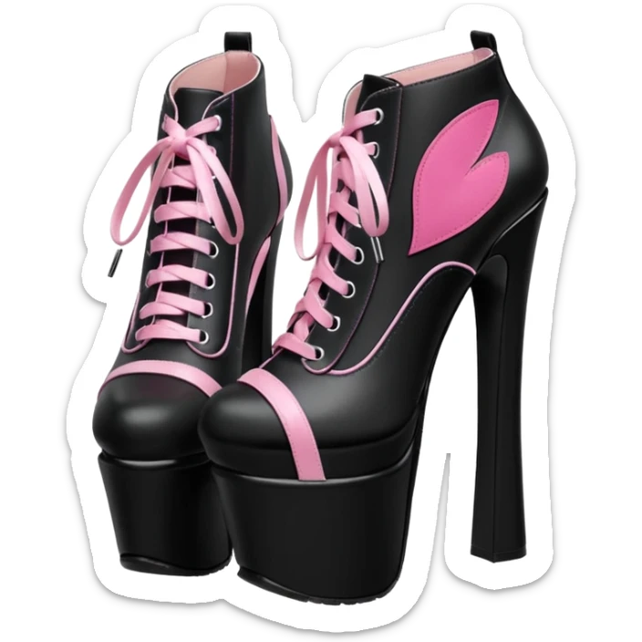 BLACKPINK-inspired gothic shoes, no hearts, black and pink, cute  sticker