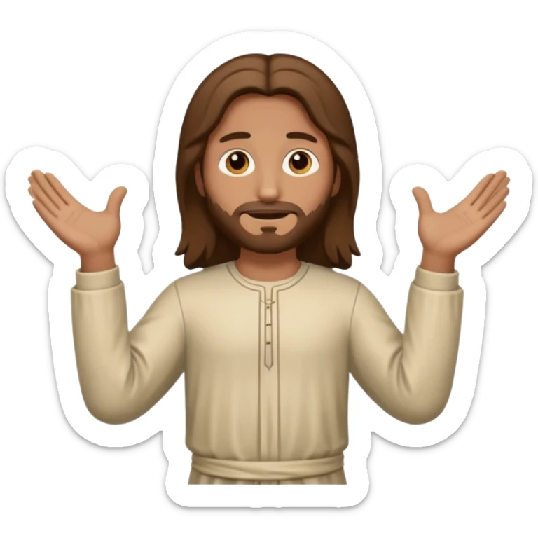 fullbody Lazarus, Jesus's friend, with brown hair, normal emoji style, with hands raised sticker