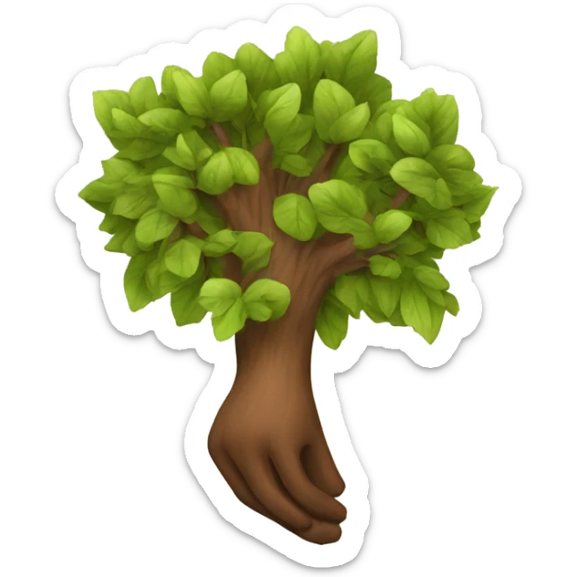 A tree which is made of a hand the shade of hand is of brown wood. The leaves of the hand are of different colors of the hand attached to the main branch sticker
