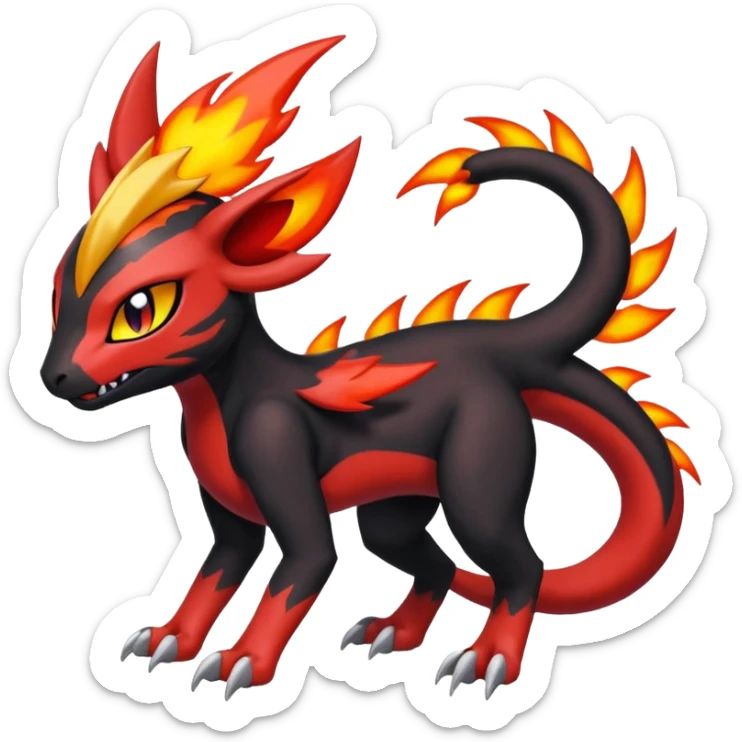 Colorful Cool Badass  Meloetta-Litten-Salandit-Guilmon-Darkrai-Pokémon-Fakémon-fusion-hybrid-creature sticker