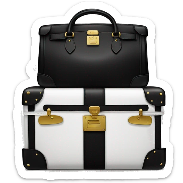 Aesthetic One black Hermes Birkin bag stay on the top of another luxury black baggage, like in An airport sticker