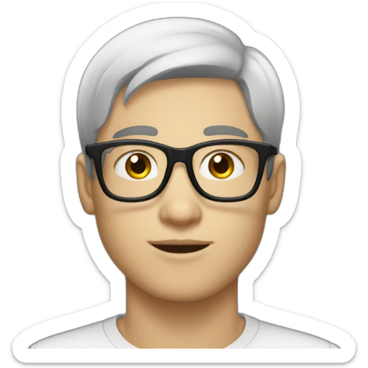 Young men type French, White skin ,Black straight hair, with glasses sticker