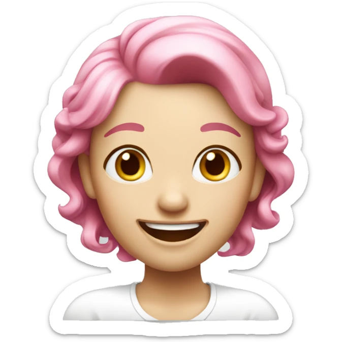 A girl with pink hair, white and shiny skin and a pleasant laugh. sticker