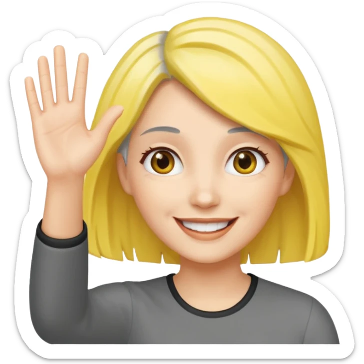 woman with gray and yellow hair smiling and waving her hand  sticker