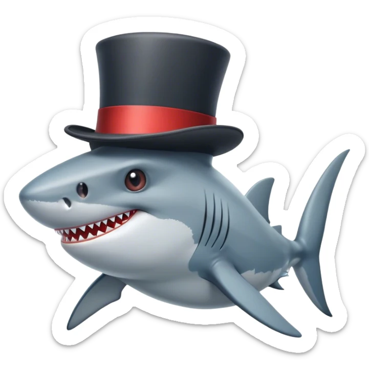 Shark with a top hat sticker