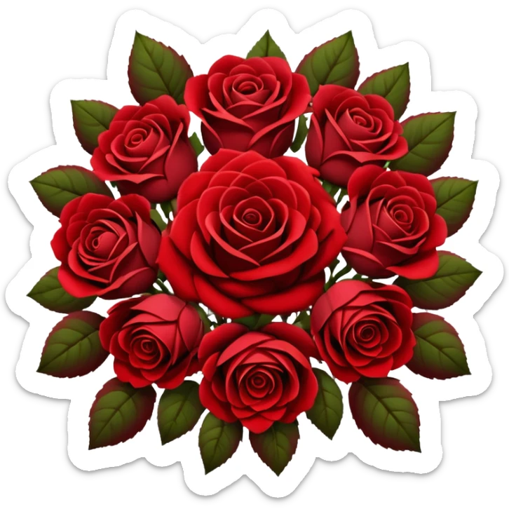 Huge dark red flower bouquet with different flowers and red tones and roses   sticker