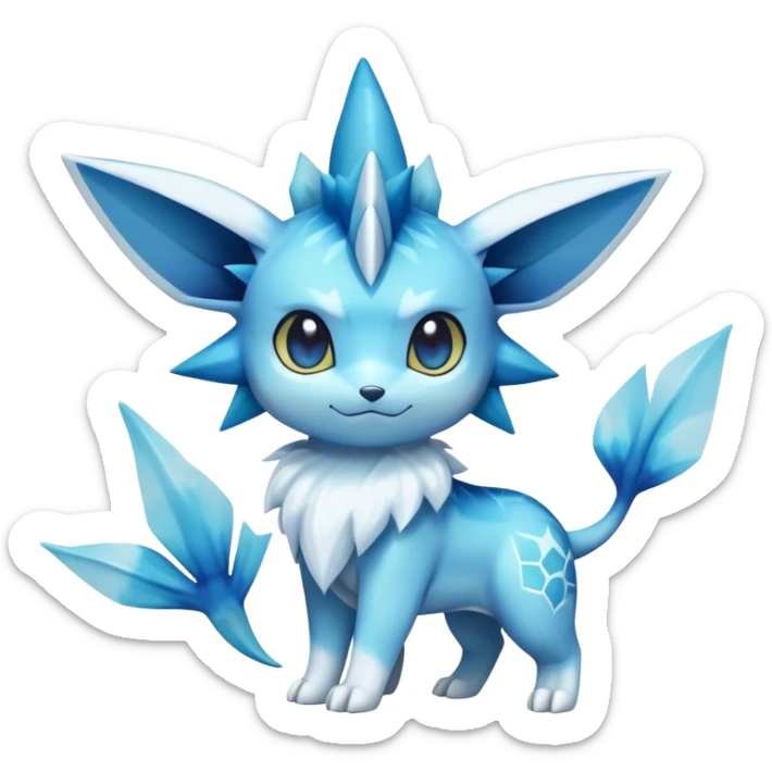 Kawaii Vaporeon-Glaceon-Pokemon-Digimon-hybrid, full body, 4 legs sticker
