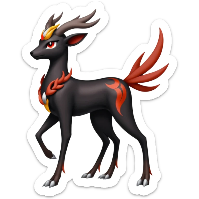 Darkrai-Xerneas-Houndoom-Meloetta-Fakémon-creature-hybrid-fusion, full body sticker