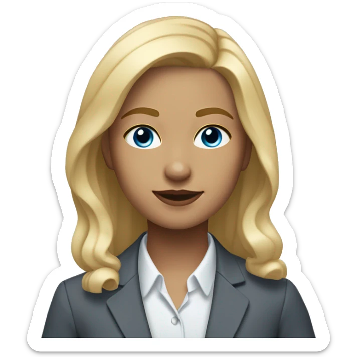  Girl with blonde Shoulder length hair, blueish gray eyes and suit with light skin sticker