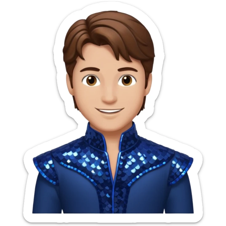 Prince Fiyero from the Wizard of Oz with brown hair, dark blue sequin outfit sticker