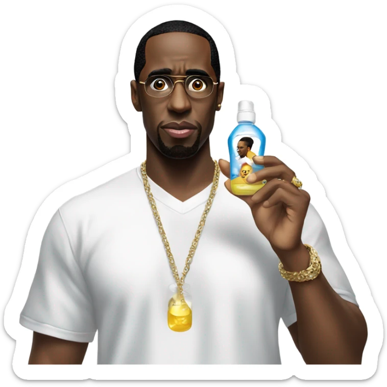 P Diddy holding baby oil sticker