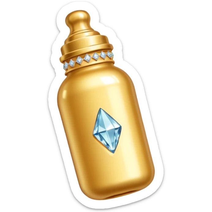 Biberón dorado con diamantes 🍼con ese biberón  de bebe  solo el biberón  más elegante eschado al costado sticker