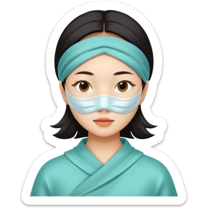 Asian girl mask sheet sticker