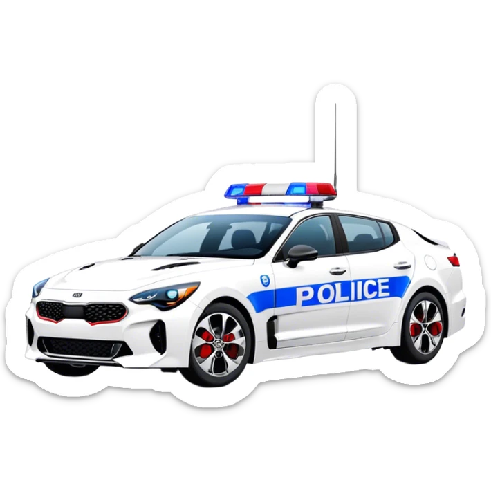 Police Car - Kia Stinger (Model Year: 2018) (Iconic Colour: White with blue and red markings) sticker