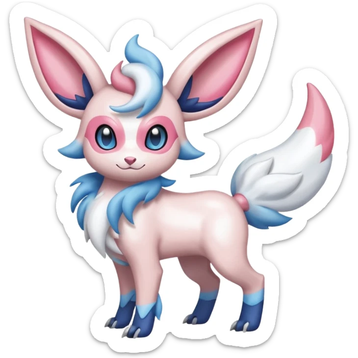 Shiny Absol-Sylveon-Amaura-Fakémon-hybrid-creature (full body)  sticker
