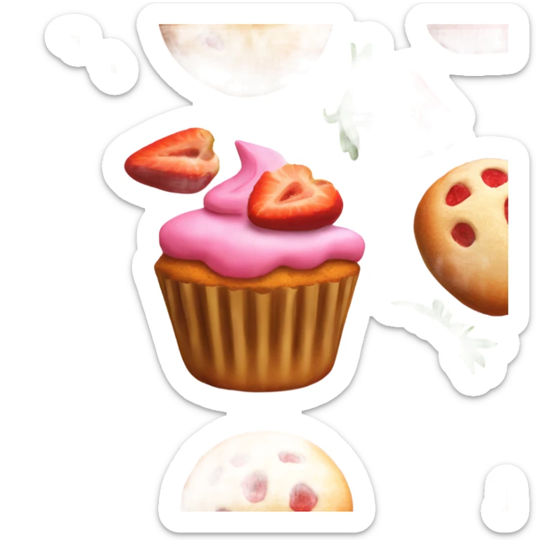 Strawberry muffin with sweets on top sticker