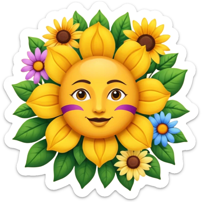 Logo of Madhu Gupta written on the sun surrounded by flowers sticker