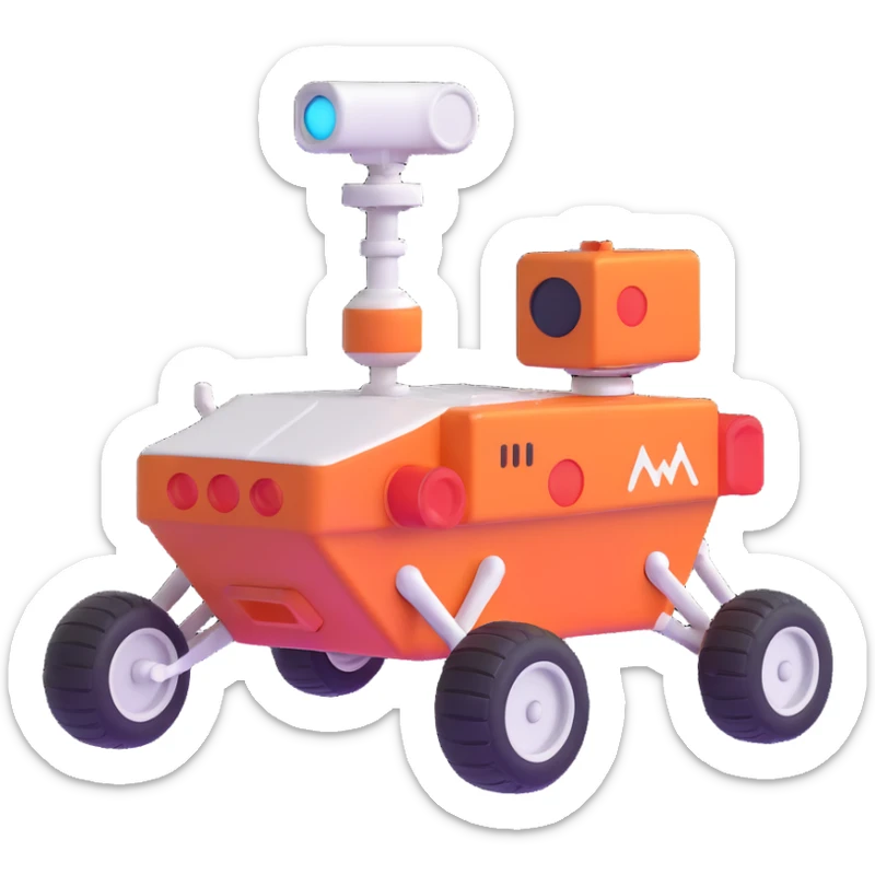 Mars Rover emoji icon, 3D emoji style, playful and eye-catching, suitable for social media sticker