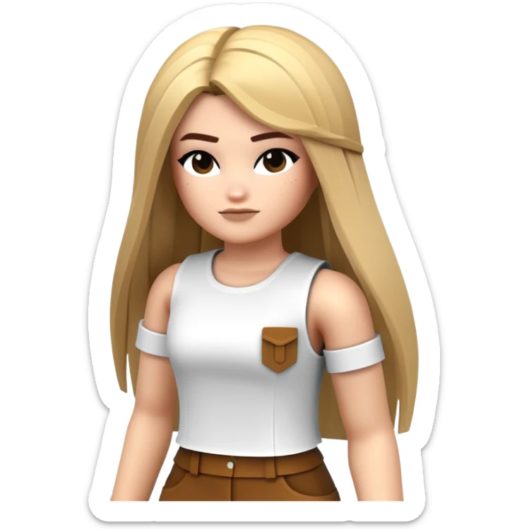 Roblox stylized baddie girl with blocky aesthetic, trendy outfit sticker